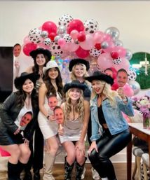 Custom Bachelorette/Birthday Party Decor Set Up with Themed Balloon Garland, Foil Backdrop & More image 26