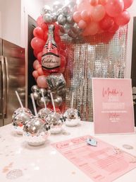 Insta-Worthy Party Decoration Set Up with Balloon Garland, Foil Backdrop, Custom Banner, Bedroom Suite, Party Games and More image 16