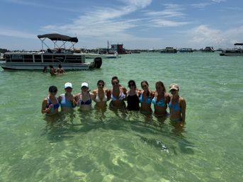 Crab Island Pontoon Rental: Tiki Bar Kick-Off, Lily Pad, Bluetooth Sound & More image