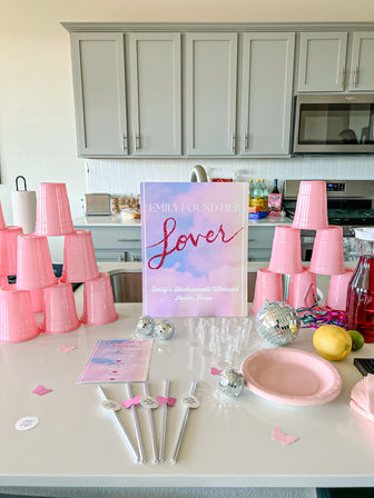 Ultimate Bachelorette Party Decor Package with Personalized Backdrops, Balloon Garlands, Fiancé Face Fans, and More image 3