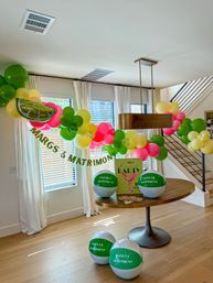 Ultimate Bachelorette Party Decor Package with Personalized Backdrops, Balloon Garlands, Fiancé Face Fans, and More image 5