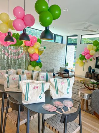 Ultimate Bachelorette Party Decor Package with Personalized Backdrops, Balloon Garlands, Fiancé Face Fans, and More image 2