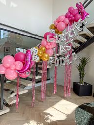Ultimate Bachelorette Party Decor Package with Personalized Backdrops, Balloon Garlands, Fiancé Face Fans, and More image 4