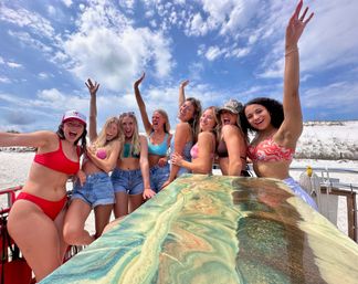 The Pink Dolphin: Private Crab Island Tiki Charter (Up to 18 People) image 13