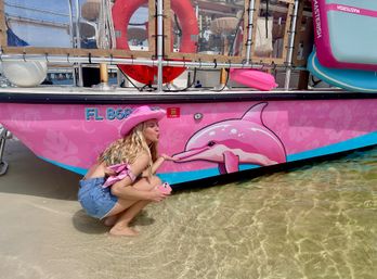 The Pink Dolphin: Private Crab Island Tiki Charter (Up to 18 People) image 2