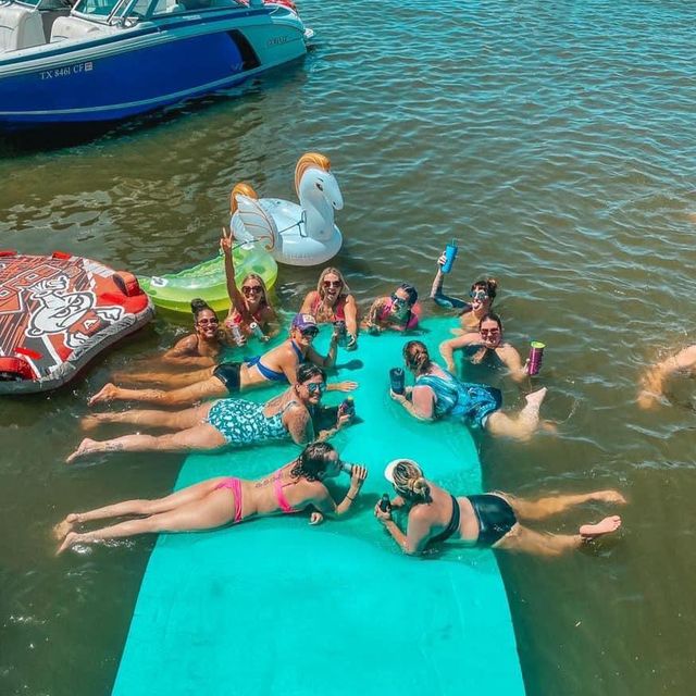 13-Person 29' Aloha Double Decker with Waterslide on Lewisville Lake (BYOB) image 3