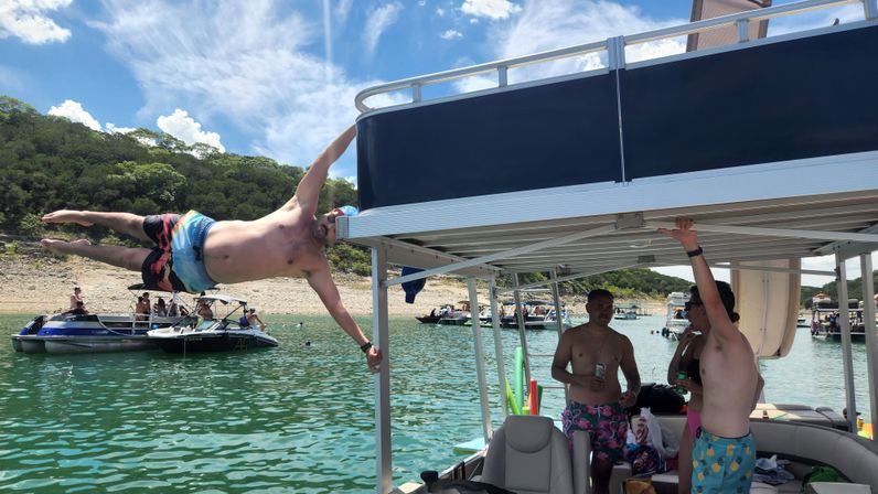 Pontoon Party at Devils Cove on the "Blue Crown": Double Decker Pontoon with BYOB, Captain & Waterslide image 13