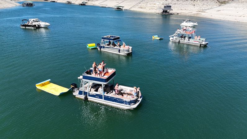 Pontoon Party at Devils Cove on the "Blue Crown": Double Decker Pontoon with BYOB, Captain & Waterslide image 6