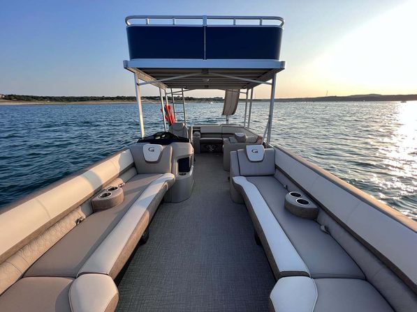 Pontoon Party at Devils Cove on the "Blue Crown": Double Decker Pontoon with BYOB, Captain & Waterslide image 5
