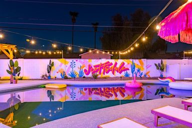 Love Oasis: Luxury Villa with Heated Pool, Mini Golf & Neon Vibes image 1