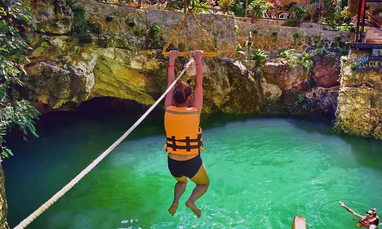 Semi-Private 3 Waterfall Cenotes Experience with Zipline & Tequila Tasting image 4