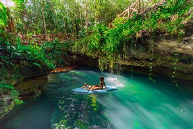 Semi-Private 3 Waterfall Cenotes Experience with Zipline & Tequila Tasting image 6