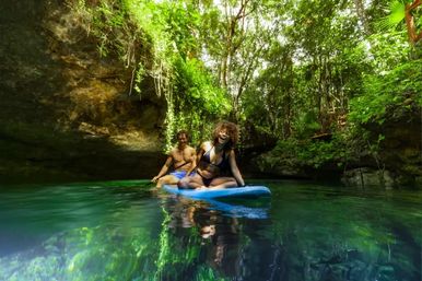 Semi-Private 3 Waterfall Cenotes Experience with Zipline & Tequila Tasting image