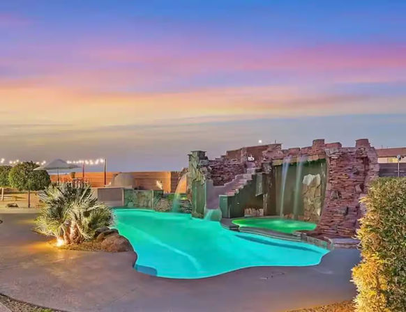 The Luxe Lounge: Waterfall Pool, Hot Tub, Backyard Vibes & Strip Views image 20