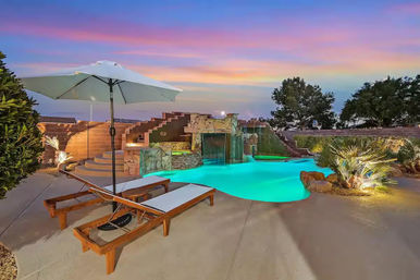 The Luxe Lounge: Waterfall Pool, Hot Tub, Backyard Vibes & Strip Views image 1