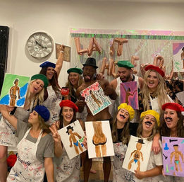 Booze N' Brush Nearly Nude Male Model Painting Class with Pro Instructor: Public or Private Options Available image 2