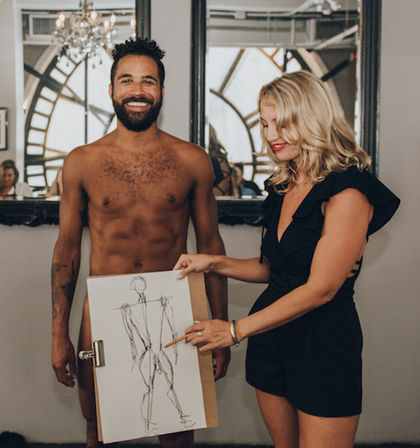 Cheeky Nude Male Model Drawing Class Party with Group Photo: The Artful Bachelorette image 8