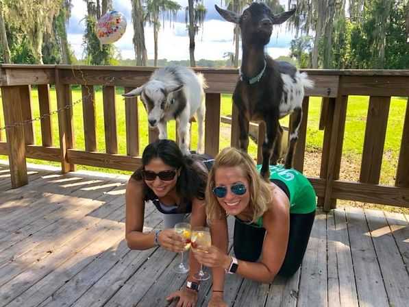 Goat Yoga Lakeside Under Gorgeous Oak Trees + Beer, Wine or Champagne After Class image 13