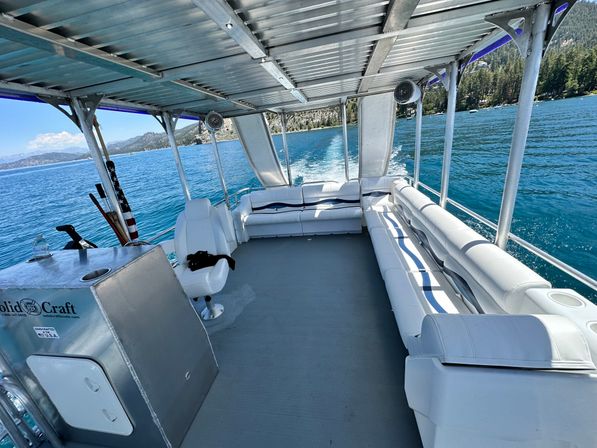 Double Decker Party Barge Charter with Propane Grills, Lilly Pad, Waterslides & More at Tahoe Keys Marina (BYOB) image 4
