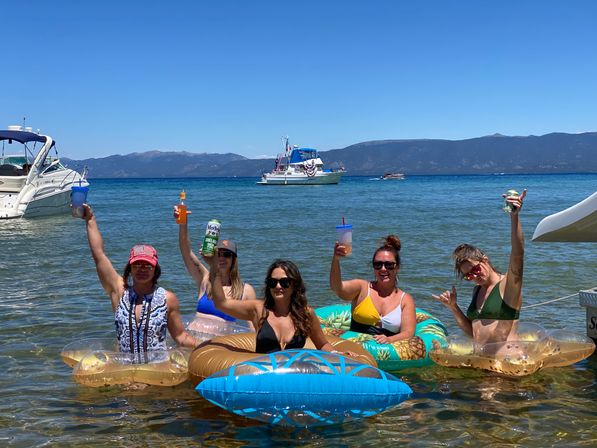 Double Decker Party Barge Charter with Propane Grills, Lilly Pad, Waterslides & More at Tahoe Keys Marina (BYOB) image 32