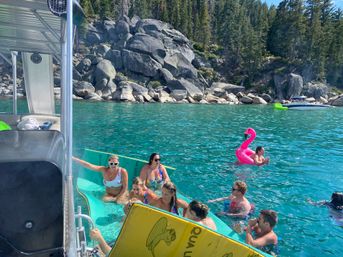 Double Decker Party Barge Charter with Propane Grills, Lilly Pad, Waterslides & More at Tahoe Keys Marina (BYOB) image 16
