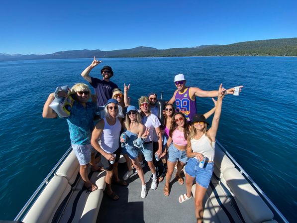 Double Decker Party Barge Charter with Propane Grills, Lilly Pad, Waterslides & More at Tahoe Keys Marina (BYOB) image 12