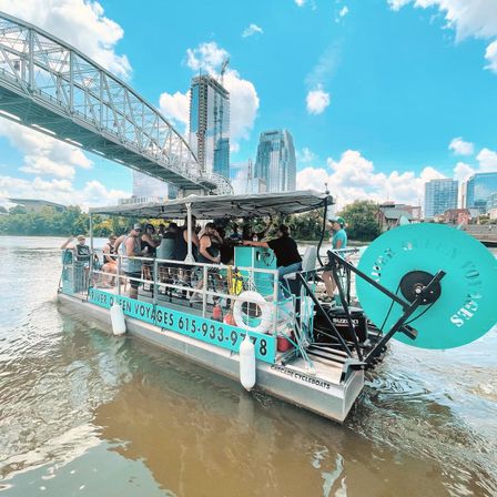 River Queen Pedal Pontoon BYOB Party Cruise Boat with Music City Skyline image 3