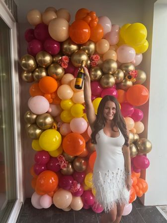 Birthday Setup with Vibrant Balloons, Cake & Personalized Card image 5