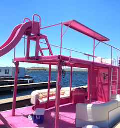 Pink Party Barge Double Decker Boat on Lake Pleasant with Waterslide and Roundtrip Lake Party Bus Shuttle image 9