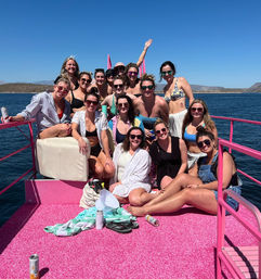 Pink Party Barge Double Decker Boat on Lake Pleasant with Waterslide and Roundtrip Lake Party Bus Shuttle image 11