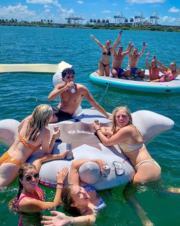BYOB Private Pontoon Party in Miami: Scenic Views, Insta-Worthy Inflatables, and High-End Sound System with LED Lights image 3