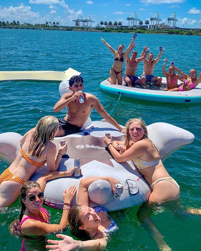 BYOB Private Pontoon Party in Miami: Scenic Views, Insta-Worthy Inflatables, and High-End Sound System with LED Lights image 3