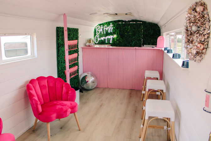The Champagne Train: Insta-worthy Pink Party Bus with Bartender, Popular Bar Stops, and Selfie Light image 5