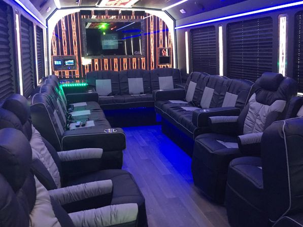Luxury Mini Party Buses with Uniformed Chauffeur & Optional Drink Packages (14-39 Passengers) image 1