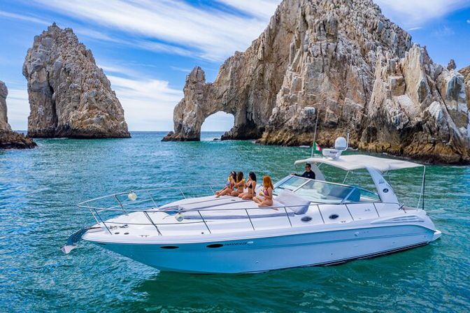 Private 46’ Luxury Yacht Party with Unlimited Cocktails: Snorkel and Sail Across on Cabo’s Breathtaking Shores image 1