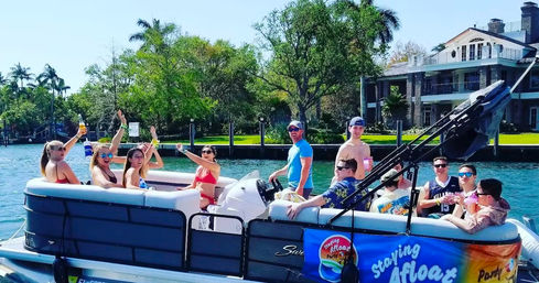 BYOB 12-Person Party Boat, Sandbar Swim with Floaties, and Yachts + Mansions Tour image 11