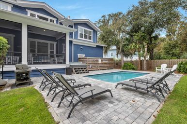 Deja Blue: 6BR Rental wth Pool + Hot Tub, Steps to Beach image 1