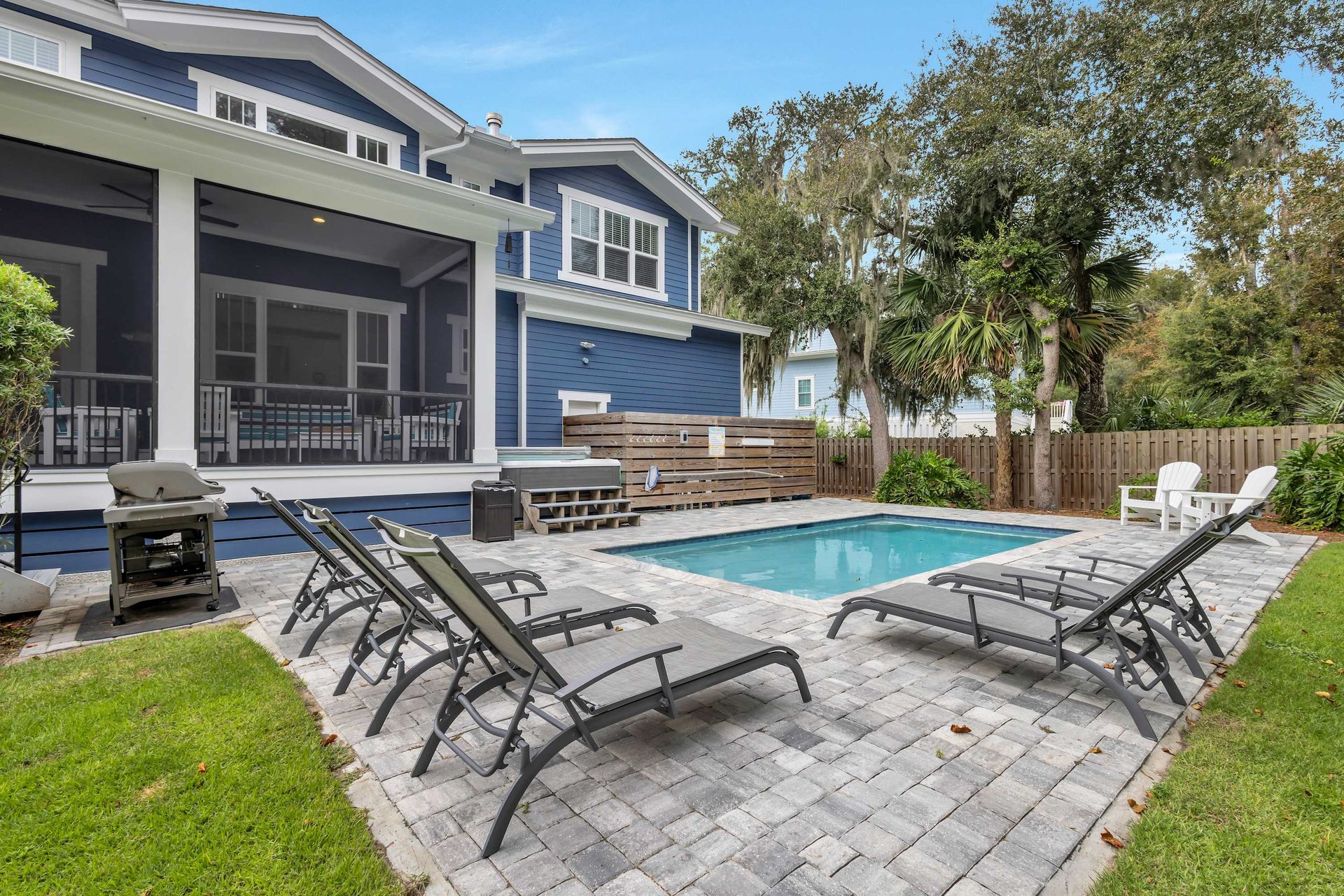 Deja Blue: 6BR Rental wth Pool + Hot Tub, Steps to Beach image 1