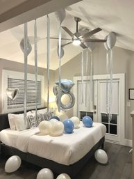 Bachelorette Airbnb Decor with Backdrops, Balloon Garlands, Bride Room, Fridge Stocking image 53