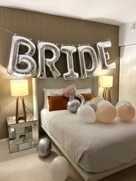 Bachelorette Airbnb Decor with Backdrops, Balloon Garlands, Bride Room, Fridge Stocking image 44