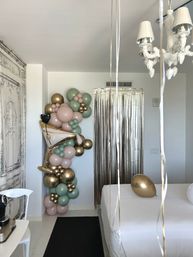 Bachelorette Airbnb Decor with Backdrops, Balloon Garlands, Bride Room, Fridge Stocking image 54