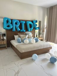 Bachelorette Airbnb Decor with Backdrops, Balloon Garlands, Bride Room, Fridge Stocking image 71