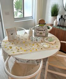 Bachelorette Airbnb Decor with Backdrops, Balloon Garlands, Bride Room, Fridge Stocking image 38