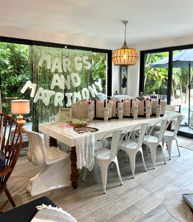 Bachelorette Airbnb Decor with Backdrops, Balloon Garlands, Bride Room, Fridge Stocking image 33