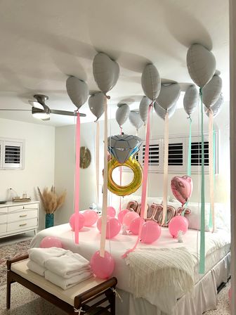 Bachelorette Airbnb Decor with Backdrops, Balloon Garlands, Bride Room, Fridge Stocking image 14