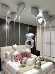 Bachelorette Airbnb Decor with Backdrops, Balloon Garlands, Bride Room, Fridge Stocking image 59