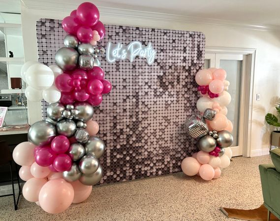 Bachelorette Airbnb Decor with Backdrops, Balloon Garlands, Bride Room, Fridge Stocking image 28