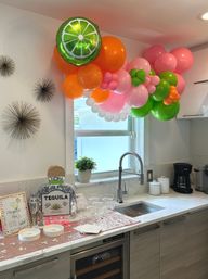 Bachelorette Airbnb Decor with Backdrops, Balloon Garlands, Bride Room, Fridge Stocking image 42