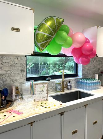 Bachelorette Airbnb Decor with Backdrops, Balloon Garlands, Bride Room, Fridge Stocking image 35
