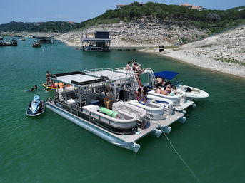 Lake Travis Boat Party: Double Decker Pontoon with Captain, Lily Pad + Cooler image